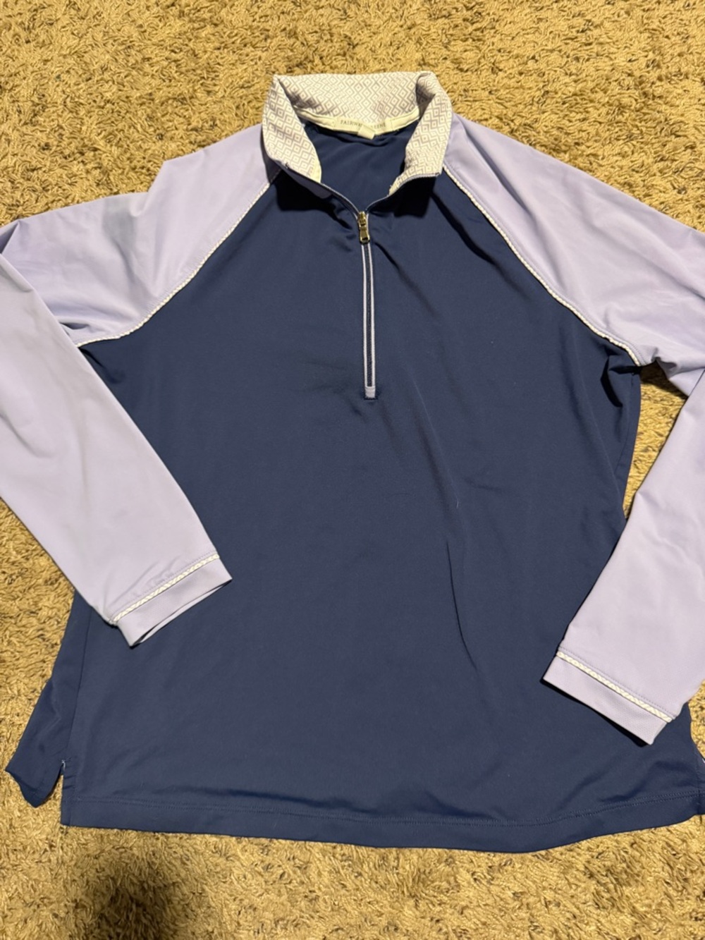 Fairway & Greene Navy and Light Lavender Zip-Front Golf Top